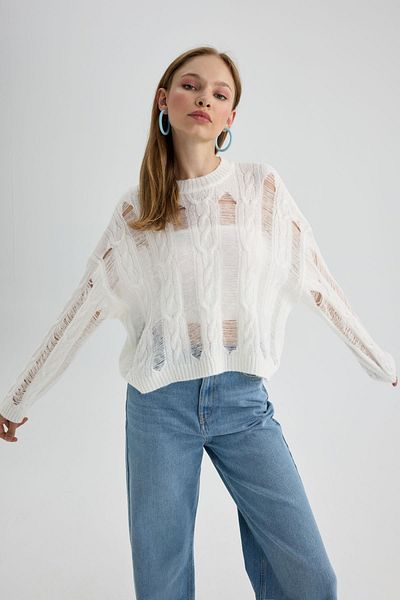DeFacto Openwork Crew Neck Sweater - B3692ax23wn