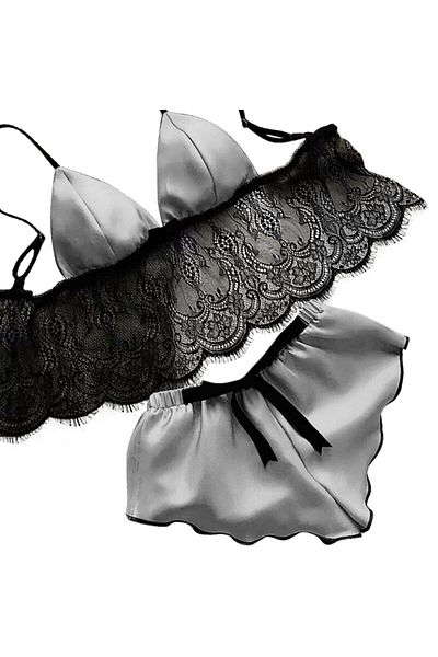 Mystique Feminine Lenjerie sexy pentru femei din matase satinata pentru bebelusi Set de pijamale subtiri