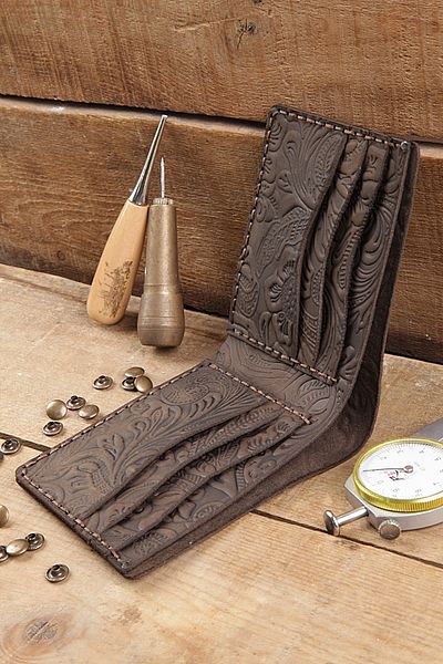 New Coast Leather 1900's Мъжки портфейл от естествена кожа, ръчно изработен, тъмнокафяв