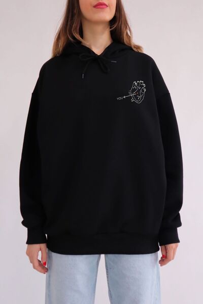 Gofeel Heart You Sweat Pattern Harajuku Style Gothic Style Streetwear Hoodie ...