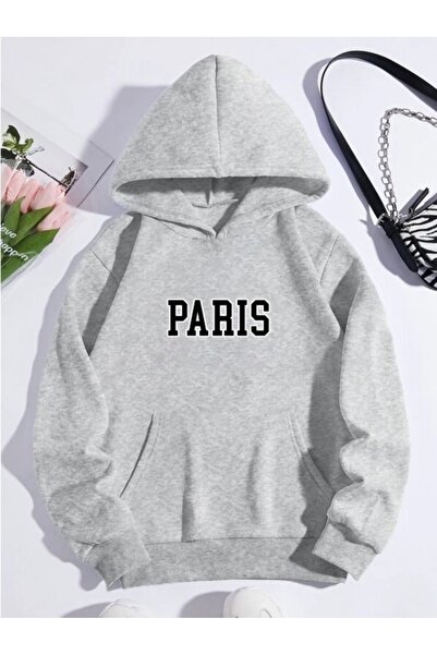 ZEMLİYA سويت شيرت بقلنسوة بجيب الكنغر للجنسين من باريس مطبوع عليه هودي