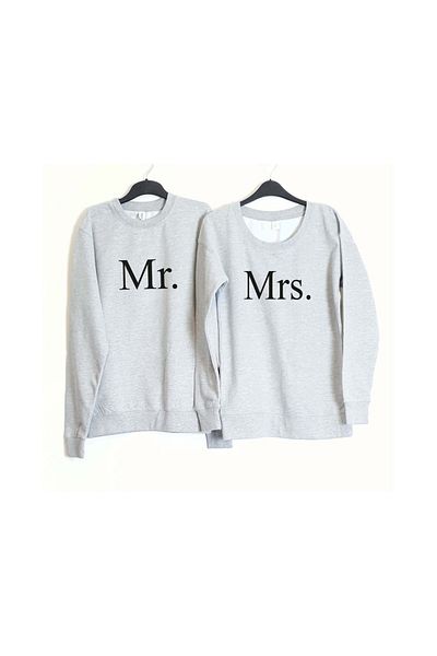Mythologie Κύριος. Mrs. Dear Couple Combination - Φούτερ με γκρι στάμπα Oversize Crew Neck
