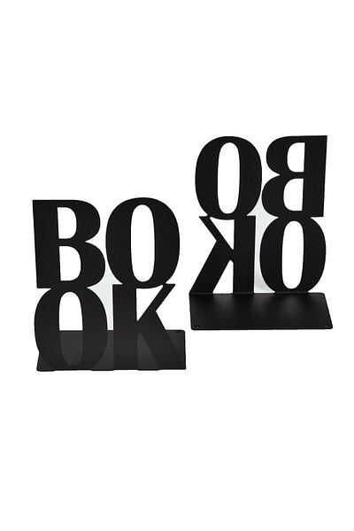 uberKraft Suport pentru cărți din metal scris pentru cărți - Suport pentru cărți - Accesoriu decorativ pentru casă și birou (Set de 2) Negru