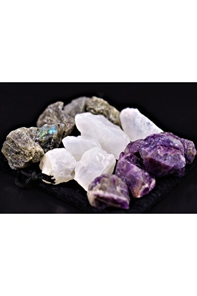 MYTAKIAĞACIMFH Ametist Taşı-ay Taşı-labradorit Taşı Işlenmemiş Ham Kütle Doğal Taş Parça 25-35gr 3'lü Set