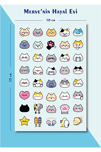 Mervenin Hayal Evi Sevimli Emoji Kedi Sticker -planner - Ajanda - Bullet Jour...