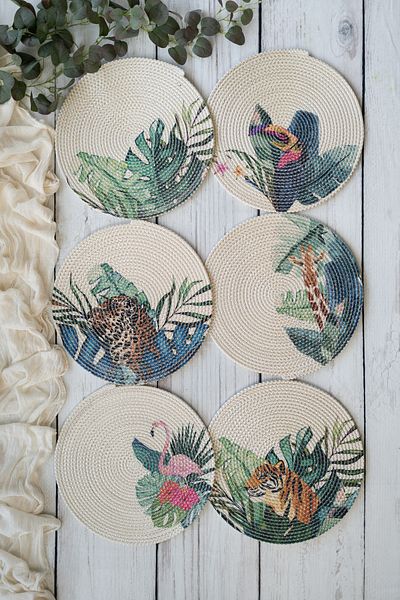 Pilloveland Σετ σέρβις για 6 άτομα - Plate American Service Nature Patterned 35*35 cm