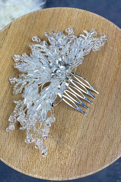 Hobigram Accesoriu de păr de mireasă cu pieptene lateral brodat cu cristal transparent pentru cele mai frumoase mirese – coroană, cu piatră de cristal