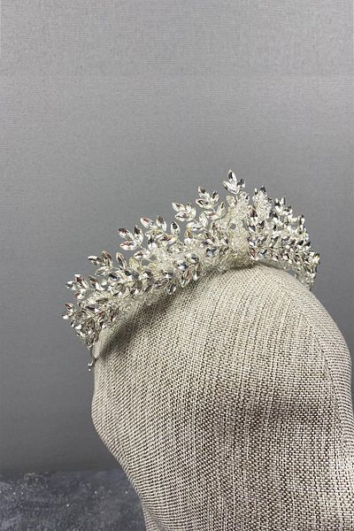 Hobigram Asleny Mărgele Brodate Tiara de Mireasă pentru Cele mai Frumoase Mirese – Coroană, Piatră de Cristal, Model Elegant, Tiara de Mireasă –