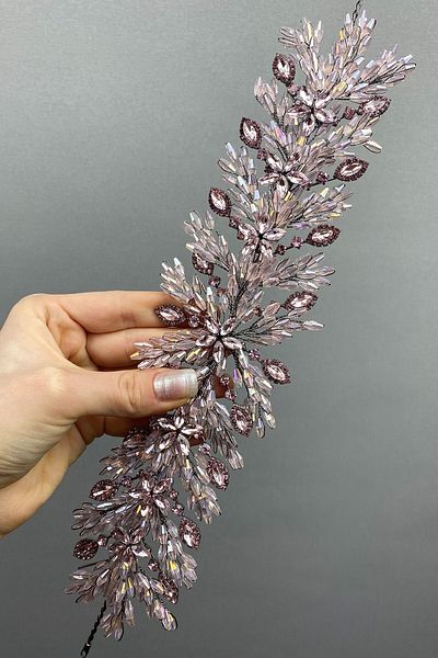 Hobigram Pink Arden Beaded Bridal Tiara Hairband Accessory for Most Beautiful Brides – Crown, Crystal Stone – Crown –