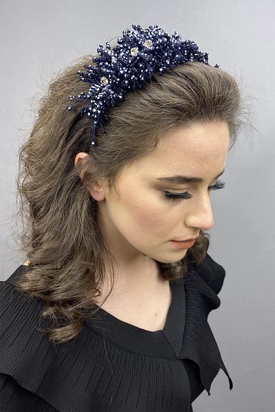 Hobigram Bellatrix Navy Blue Crystal Stone Mireasa și Henna Crown pentru cele mai frumoase mirese – Coroană, Crystal Stone – Coroană –