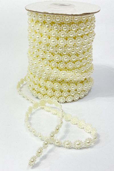 Hobigram Beads Assortment Cream Flower Pattern Half Plastic Strip Pearl 10 Mt – Beads, Stylish Design – Beads –