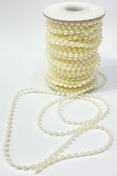 Hobigram Beads Assortment Cream Plastic Strip Half Pearl 4 mm 10 Mt – Beads, Stylish Design, Women's Accessory –