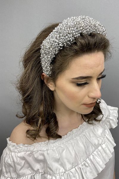 Hobigram Grey Polaris Crystal Jewelled Bridal and Henna Crown for the Most Beautiful Brides