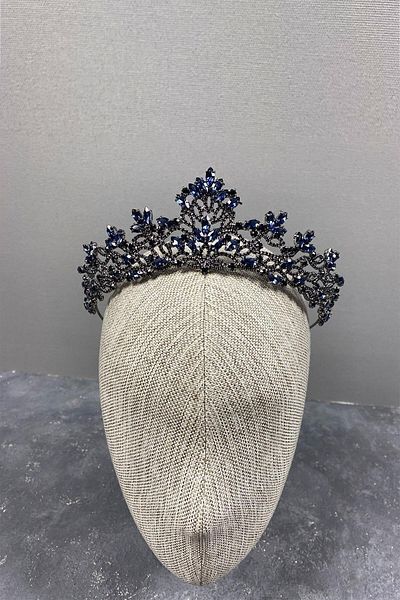 Hobigram Coroana de mireasa Henna Model Melis Albastru Marin pentru cele mai frumoase mirese – Coroana, Pietre de cristal, Model elegant, Coroana de mireasa
