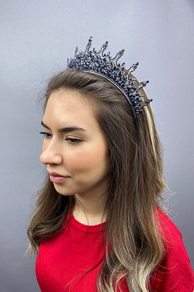 Hobigram Coroana de mireasa Leonis Henna albastru pentru cele mai frumoase mirese – Coroana, cu pietre de cristal, model elegant, coroana de mireasa – Ta