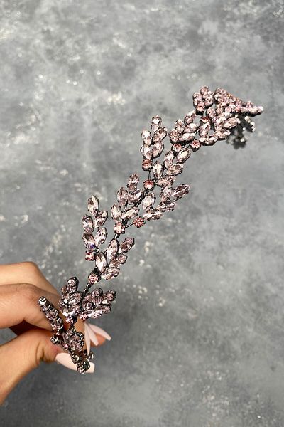 Hobigram Accesoriu de păr pentru coroana de mireasă cu frunze de beril pudră pentru cele mai frumoase mirese – coroană, piatră de cristal –