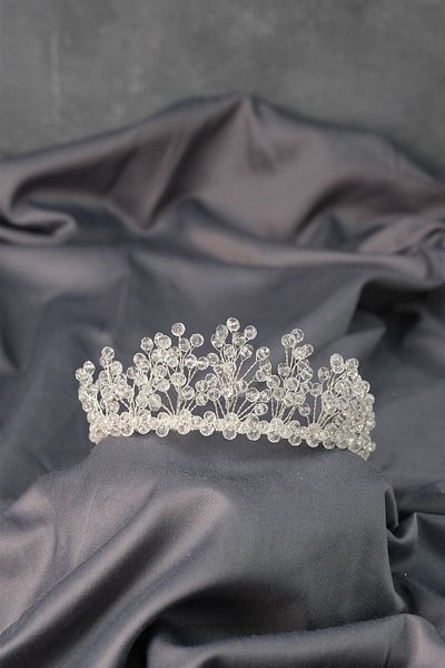 Hobigram Coroana de mireasa Aren Henna cu margele de cristal pentru cele mai frumoase mirese – Coroana, cu pietre de cristal, model elegant, coroana de mireasa
