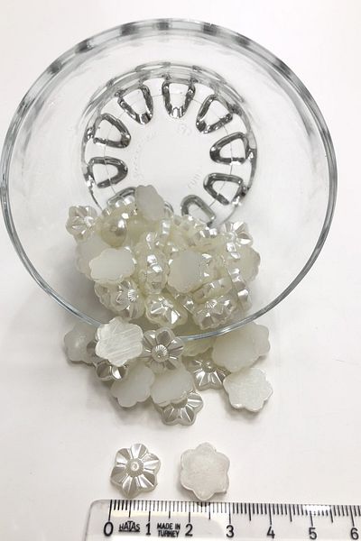 Hobigram Beads Assortment Off White Flower Half Pearl Beads Plastic – Beads, Stylish Design, Women's Accessory