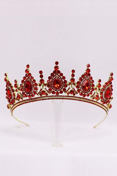 Hobigram Red Crystal Stone Bridal Tiara for the Most Beautiful Brides – Crown, Crystal Stone, Stylish Model, Bridal Tiara – t