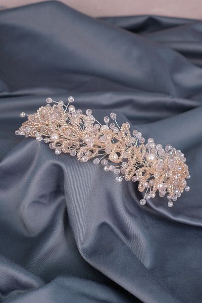 Hobigram Accesoriu pentru păr și turban de mireasă cu mărgele de cristal și nisip pentru cele mai frumoase mirese – coroană, piatră de cristal – coroană