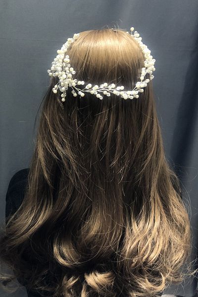 Hobigram Accesoriu de păr cu perle albe și cristale pentru cele mai frumoase mirese – coroană, piatră de cristal, model elegant, tiara de mireasă