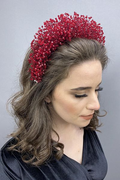 Hobigram Atair Henna și Coroana de Mireasă Bordeaux pentru cele mai frumoase mirese – Coroană, Piatră de Cristal, Model Elegant, Coroană de Mireasă – Coroană