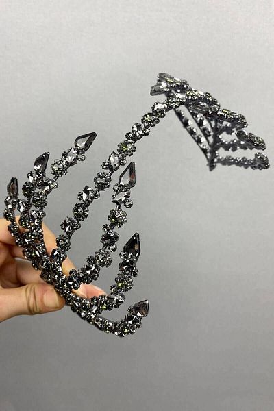 Hobigram Accesoriu de păr Helen pe două fețe Tiara de mireasă pentru cele mai frumoase mirese – Coroană, piatră de cristal, model elegant – Ta