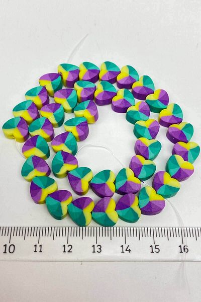 Hobigram Assortment of Beads Green Color Heart Pattern Fimo Dough Beads – Beads, Stylish Design, Women's Accessory – B