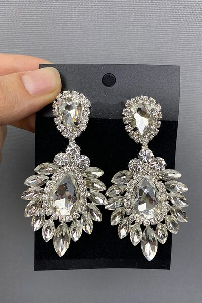 Hobigram Silver Color Subra Bridal Tiara and Earrings for the Most Beautiful Brides – Crown, Crystal Stone, Stylish Model – Crown – t