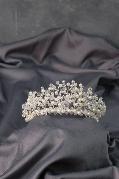 Hobigram Coroana de mireasa Aren Henna cu margele de cristal pentru cele mai frumoase mirese – Coroana, cu pietre de cristal, model elegant, coroana de mireasa