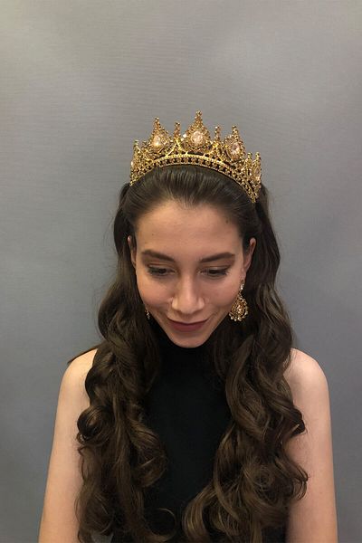 Hobigram To the Most Beautiful Brides Ahu Model Honey Color Bridal Henna Crown and Earrings – Crown, Crystal Stone, Stylish Model –