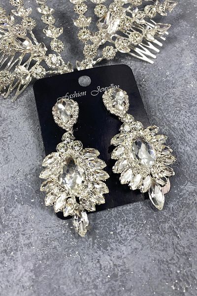 Hobigram Set de accesorii pentru păr și cercei pentru cea mai frumoasă mireasă Helenist, argintiu, cu două fețe – Coroană – Tiara