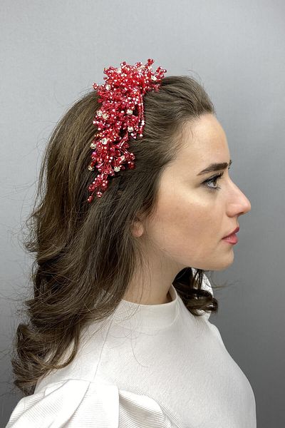 Hobigram Henna și coroană de mireasă cu piatră de cristal Zosma roșie pentru cele mai frumoase mirese – Coroană, piatră de cristal, model elegant –