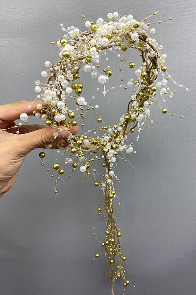 Hobigram Coroana de mireasa cu perle crem si paie cu cristale pentru cele mai frumoase mirese – Coroana, model elegant cu pietre de cristal – Ta