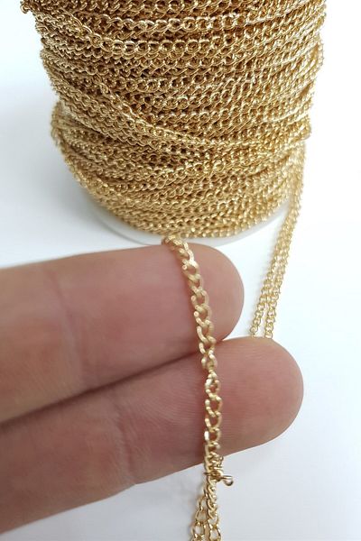 Hobigram Beads Assortment Yellow Brass Chain (1 Mt) – Beads, Stylish Design, Women's Accessory – Beads – Beads