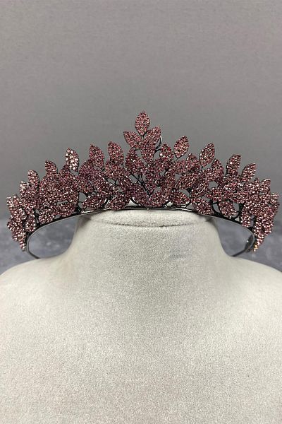 Hobigram Sara Sık Stone Leaf Pattern Bridal Henna Crown pentru cele mai frumoase mirese – Coroană, Crystal Stone, Model elegant –