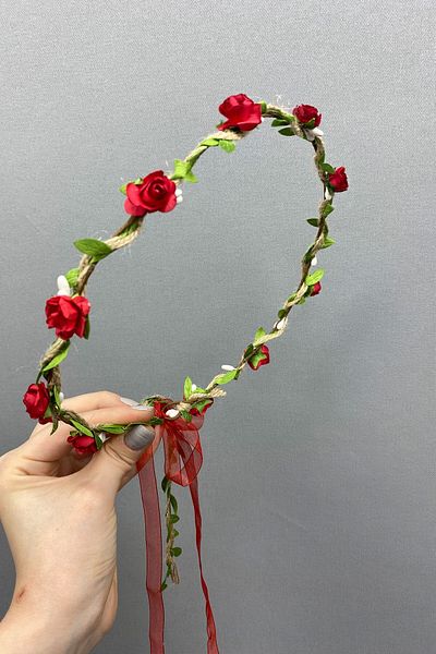 Hobigram Red Paper Bridesmaid Crown with Rose and Leaves and Gift Children's Crown for the Most Beautiful Brides