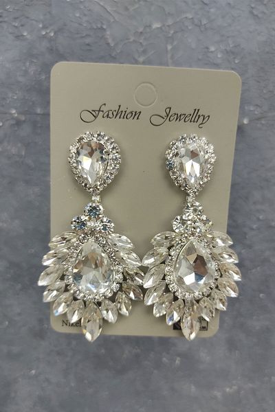 Hobigram Model Leonis Tiara de mireasa si cercei cu dropship pentru cele mai frumoase mirese - Coroana, piatra de cristal, model elegant