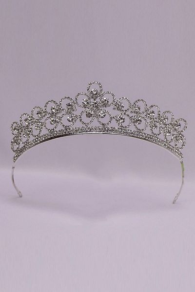 Hobigram Coroană de mireasă cu model rotund argintiu cu pietre pentru cele mai frumoase mirese – Coroană, cu pietre de cristal, model elegant – Coroană –