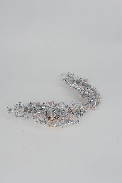 Hobigram Accesoriu de păr de mireasă cu mărgele de cristal și perle Berra pentru cele mai frumoase mirese – Coroană, cu pietre de cristal – Coroană –
