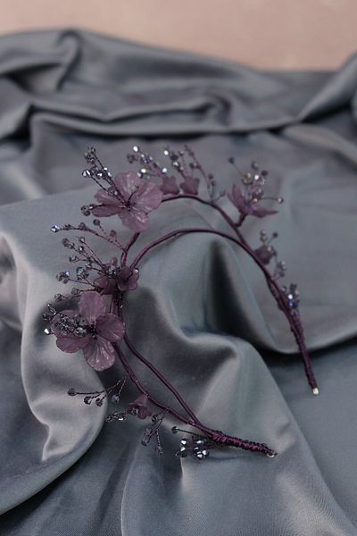 Hobigram Coroana de Henna Florală Specială Minel Violet pentru cele mai frumoase mirese – Tiara, cu Pietre Cristal, Model Elegant –