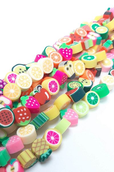 Hobigram Assortment of Beads Colorful Mixed Fruit Pattern Fimo Dough Beads 6mm – Beads, Stylish Design – Beads