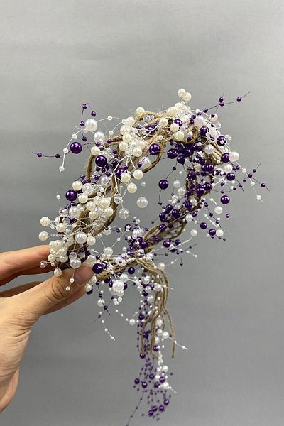 Hobigram Coroana de mireasa cu perle crem si paie cu cristale pentru cele mai frumoase mirese – Coroana, model elegant cu pietre de cristal – Ta
