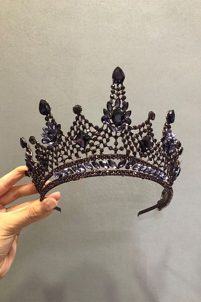 Hobigram Model Kajam Coroana și cercei de mireasă mov Henna pentru cele mai frumoase mirese – Coroană, piatră de cristal, model elegant – Coroană