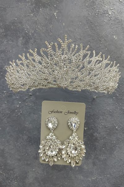 Hobigram Model Canis Tiara de mireasa si cercei cu dropship pentru cele mai frumoase mirese – Coroana, piatra de cristal, model elegant