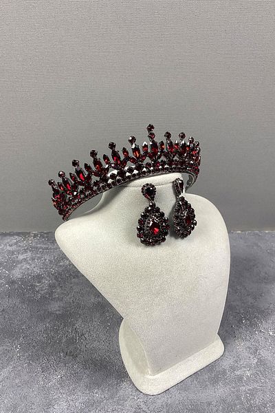 Hobigram Set de coroană și cercei cu henna de mireasă Pedro Stone pentru cele mai frumoase mirese – Coroană, piatră de cristal – Coroană