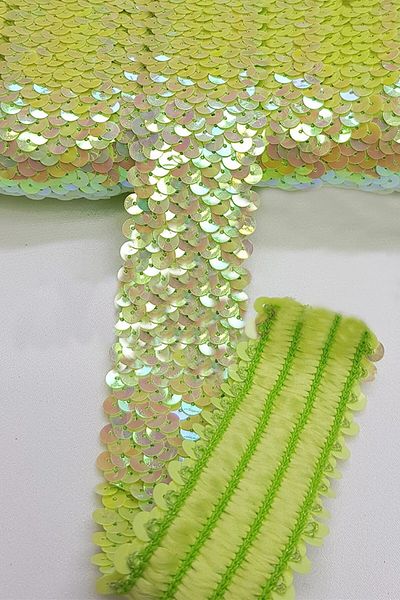 Hobigram Decorative Ribbon Light Green Lycra Sequin Ribbon 4 cm – Decorative Ribbon, Stylish Design, Women's Accessory –