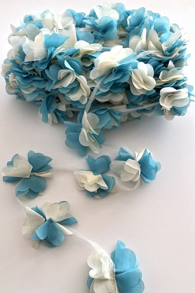 Hobigram Διακοσμητική κορδέλα Μπλε κρεμ κομμένη με λέιζερ λουλουδάτο κορδέλα – Διακοσμητική κορδέλα, κομψό σχέδιο, γυναικείο αξεσουάρ