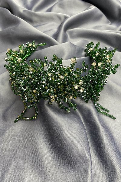 Hobigram Zosma Green Crystal Stone Henna și coroană de mireasă pentru cele mai frumoase mirese – Coroană, Crystal Stone, Model elegant – T