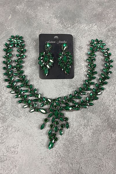 Hobigram مجموعة إكسسوارات شعر وحلق هينا للعروس من Green Sultan لعروسها الأكثر جمالاً - تاج، حجر كريستال